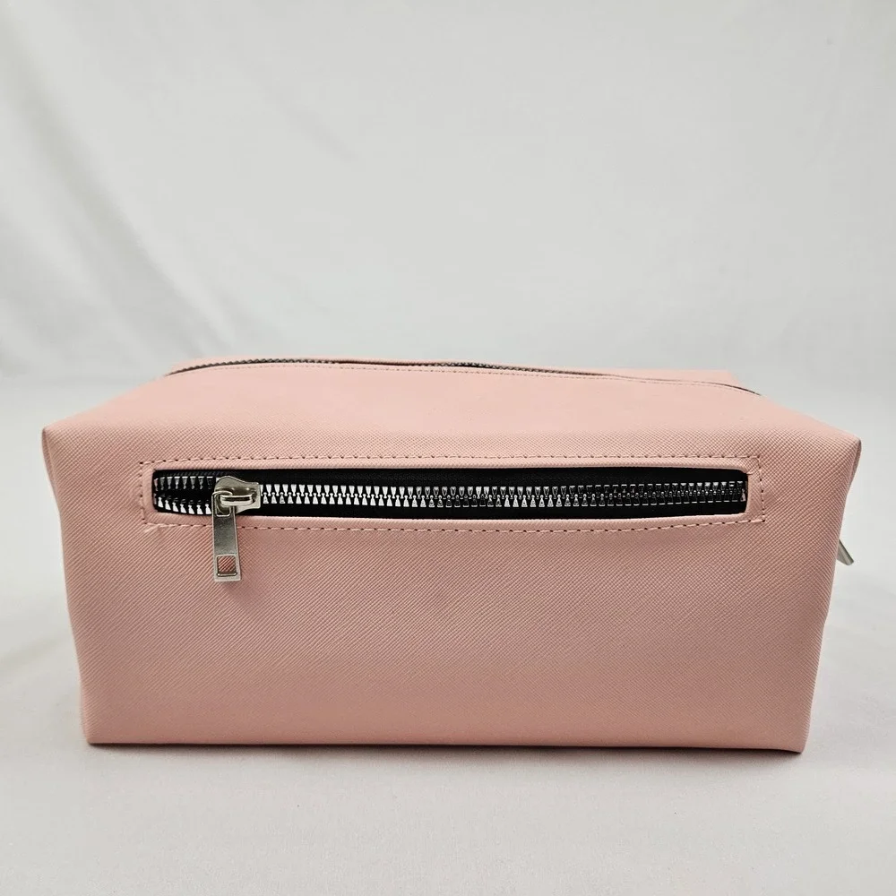 New Rae Dunn Pink Cosmetic Makeup Bag 10x5x4.5